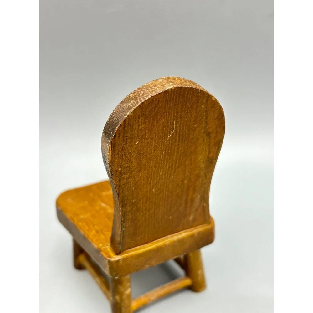 Vtg Teddy Bear Story‎ Miniature Wooden Chair Dollhouse Furniture Wood Decor 3.5
